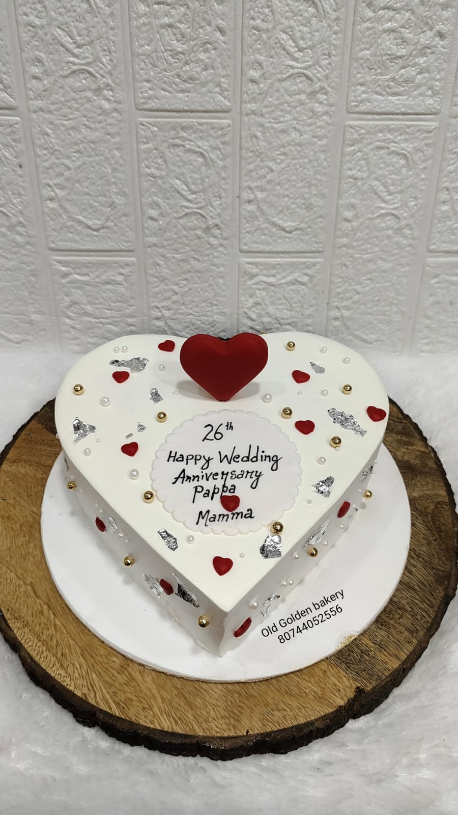 Heart Anniversary Cake by Golden Bakery Siddipet