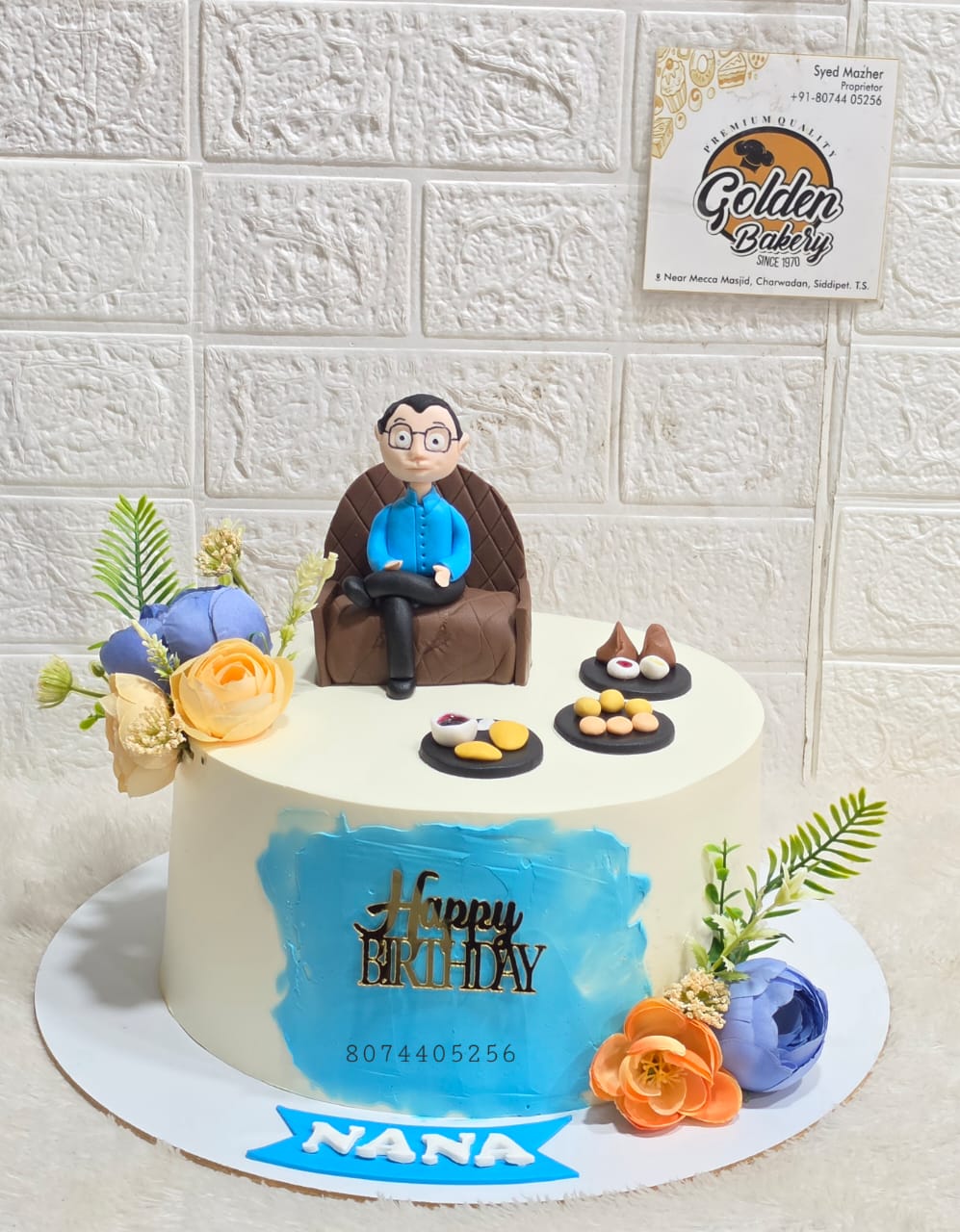 Elegant Couple Portrait Cake by Golden Bakery Siddipet