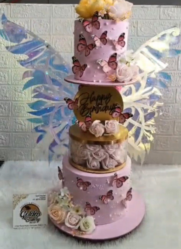 Fairy Butterfly Tier Cake by Golden Bakery Siddipet